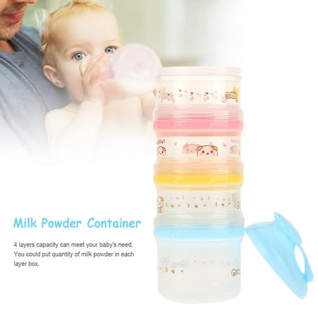 Zerone 4 Layers Compartment Baby Milk Powder Container Portable Snack Formula Dispenser,Baby Milk Container,Milk Powder