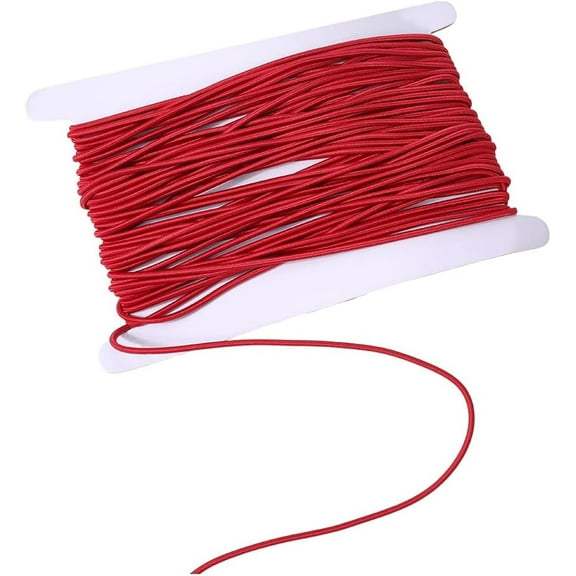 20 Yards Red Round Elastic Cord Beading Stretchy Thread 3mm Diameter Stretch String Rope with Fibre Outside for Crafts Bracelets Jewelry Making Clothing Sewing Gift Wrapping