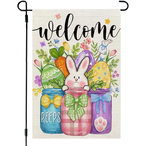 Easter Garden Flag 12x18 Inch Double Sided for Outside Decor, Holiday Small Garden Flags For Outdoor Yard Lawn