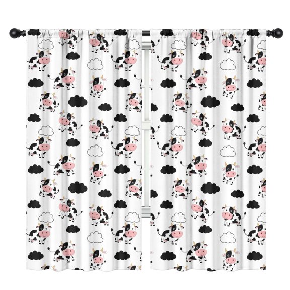 Blackout Kids Curtains,White Cow Cloud Pattern Childrens Insulated Curtains Set Of 2,Bedroom Essentials,Toddler Room Decor 42x84in(106x213cm)