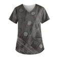 thumbnail image 1 of LSLJS Blouse à Manches Courtes à Col en V pour Femmes, Mode, Uniforme de Travail, Imprimé, avec Poche, Blouse, Hauts; Sarraus pour Femmes Grande Taille, 1 of 3