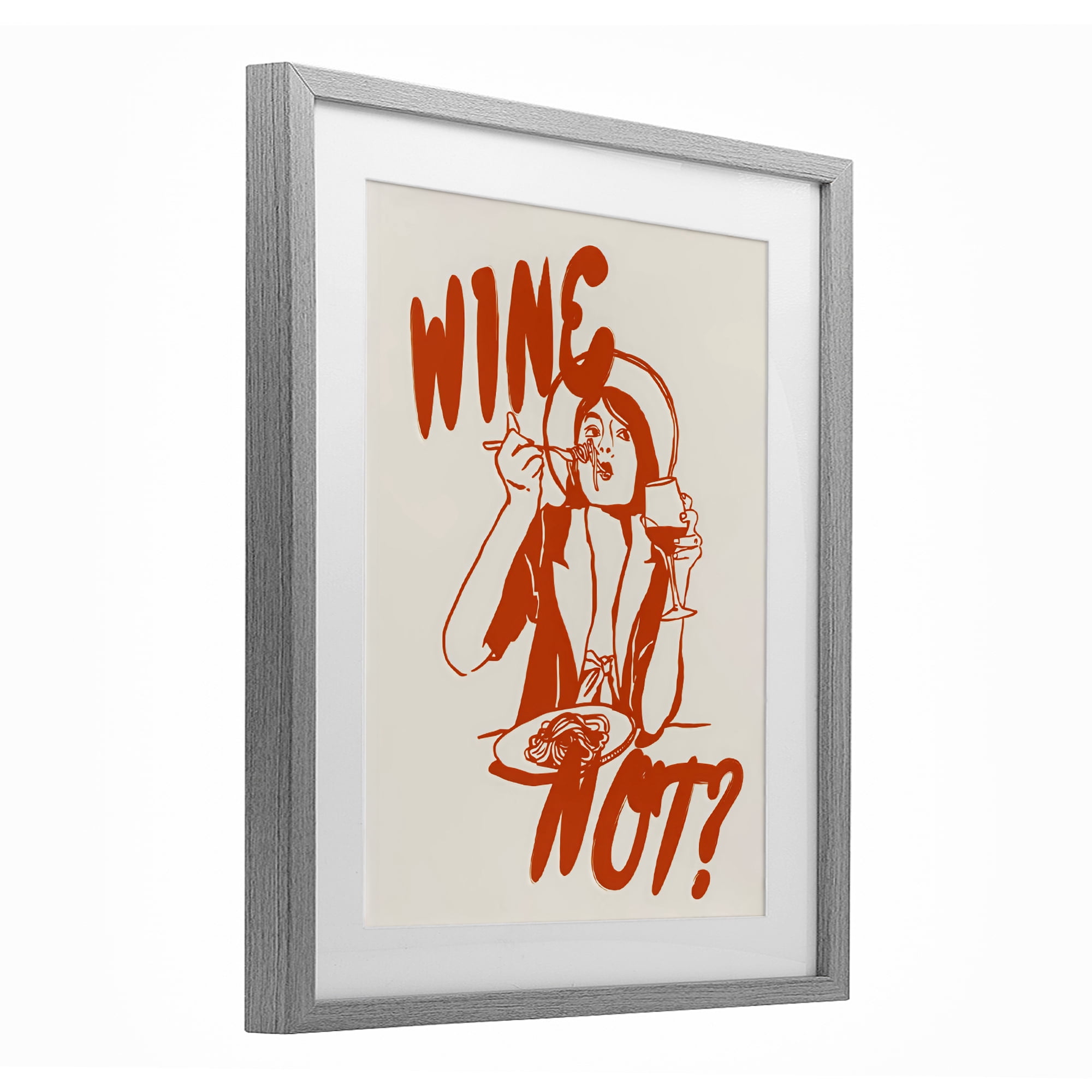 Stupell Industries Wine Not Retro Meal Time Gray Framed Print Under Glass, design by The Prints Vibe
