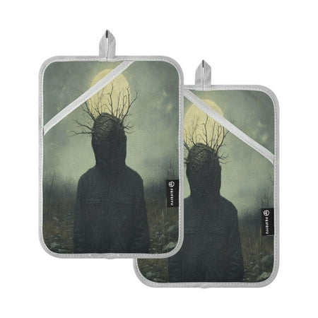 

A Head Full Of Branches Square Insulation Pads 2 Piece Heat Resistant 338 Degrees F Oven Mitts for Kitchen Table BBQ Microwave and Other Cooking Occasions