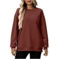 thumbnail image 2 of Tawop Sweatshirts Pullovers Womens Tops Womens Sweatshirts Crew Neck Long Sleeve Solid Brown XL, 2 of 9