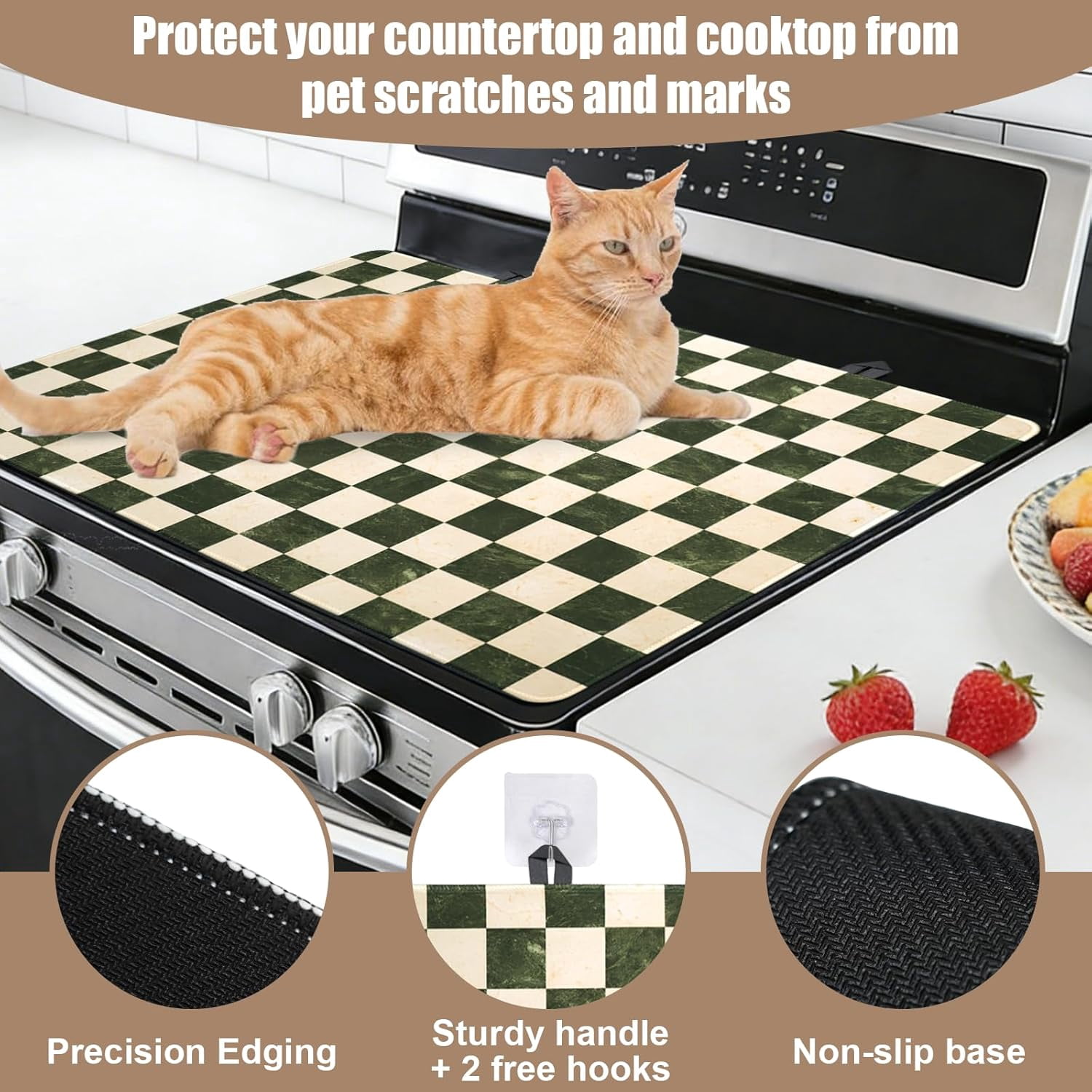 Stove Top Covers for Electric Stove, Glass Cooktop Protector Heat Resistant Stovetop Mat for Kitchen Decor 28 x 20 Inch