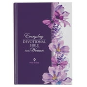 NLT Holy Bible Everyday Devotional Bible for Women New Living Translation, Purple Floral Printed, Flexible Daily Bible Reading Plan Options