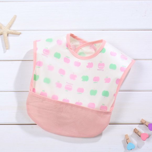 Babero impermeable de algodón para bebé, pequeño, con bolsillo para comida, almohadilla de agua, sin lavar, con bolsillo para saliva, babero sin lavar, antisuciedad