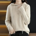 thumbnail image 5 of Pullover Sweaters for Women 2025 Long Sleeve Hooded Loose Plain Knitted Sweater Tops Fall Winter Outfits, 5 of 8