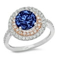 thumbnail image 2 of 2.6 ct Round Cut Simulated Tanzanite Halo Engagement Ring for Women in 14K White/Rose Gold, 2 of 2