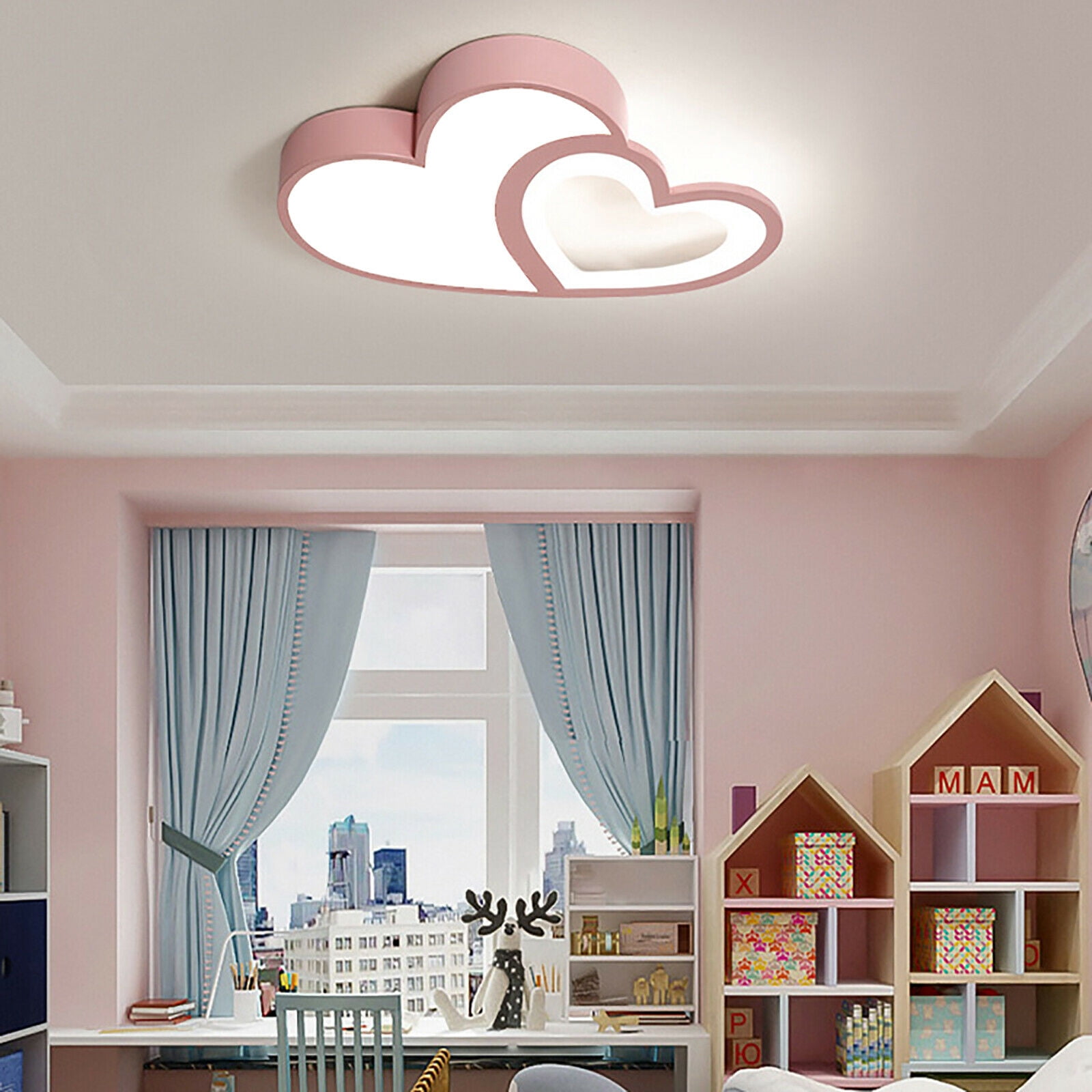 DENEST LED Ceiling Light Heart Shape Acrylic Chandelier Light Flush Mount Lamp Fixture