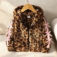 thumbnail image 5 of RFQWOVSR Girls Leopard Print Faux Fur Hooded Jacket with Bow Tie Zip Up Winter Coat, 5 of 6