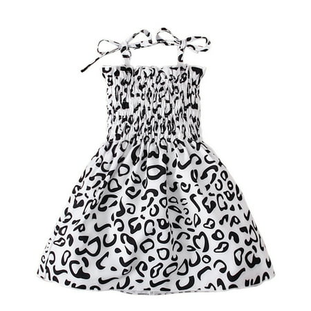 

DNDKILG Baby Toddler Girl Square Neck Dress Summer Sundress Sleeveless Dresses Black 1Y-5Y 120