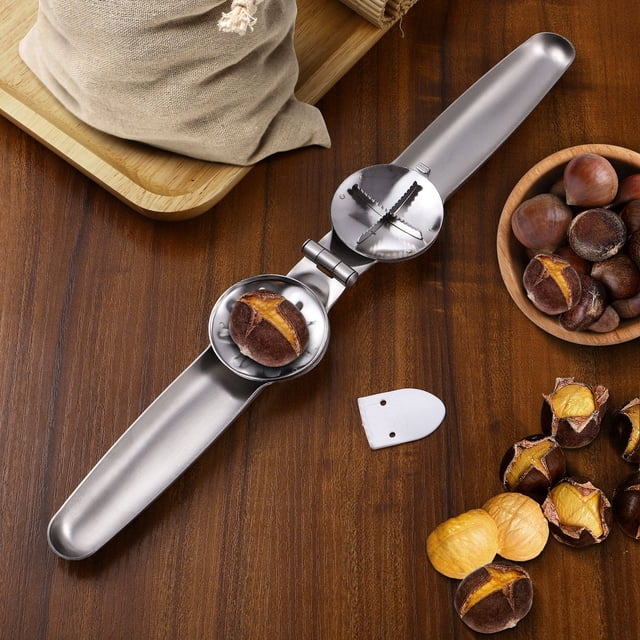 NUOLUX Tenaza De Cocina En Acero Inoxidable Para Abrir Castañas Y Nueces Con Mango Ergonómico Plata