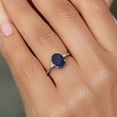 thumbnail image 3 of Gem Stone King 3.03 Cttw Blue Sapphire and White Moissanite 3-Stone Ring for Women | 925 Sterling Silver | Oval 10X8MM | Gemstone Birthstone | Three Stone Wedding Engagement Anniversary Ring | Size 6, 3 of 4