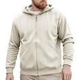 thumbnail image 5 of Mrmaere Men's Hooded Jacket Full-Zip Soft Fabric Comfortable Casual Outerwear for Daily & Leisure Beige L, 5 of 8