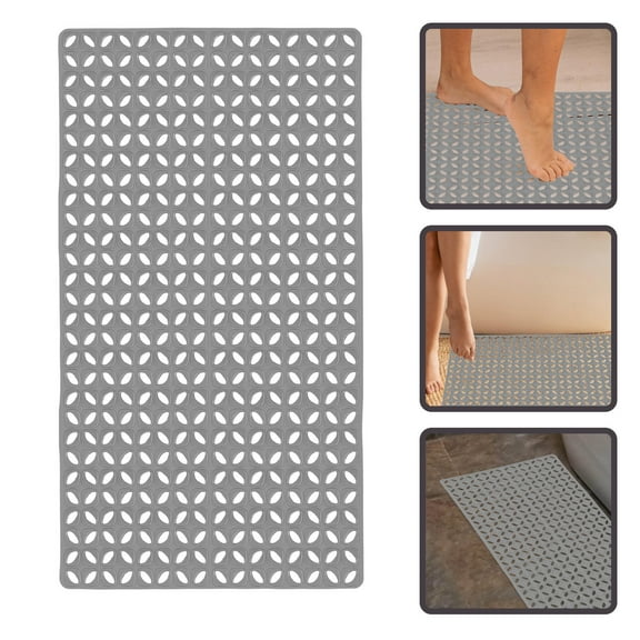 LOLIPPYY Grey Bath Mat for Tub with Nonslip TPE Suction Cups for Home Use Simple Design Durability 24x36 inches