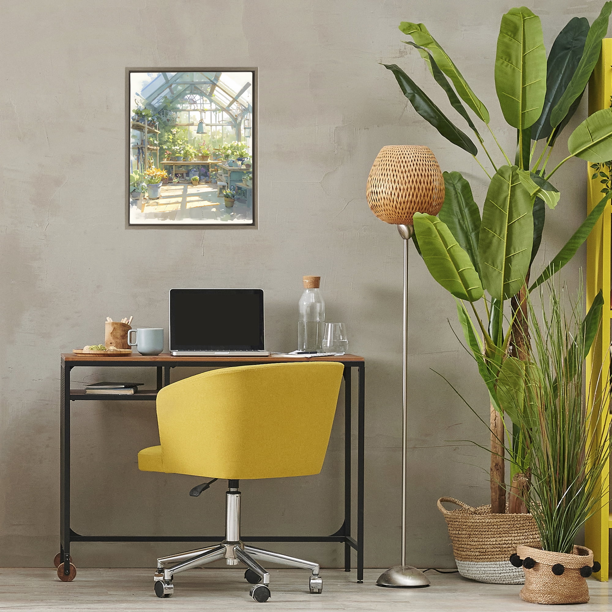 Stupell Industries Sunlit Greenhouse Plant Sanctuary Brown Framed Floater Canvas Wall Art, design by Creative Studio