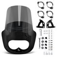 thumbnail image 1 of Krator 11" Motorcycle Fairing with Windshield, Compatible with Harley Dyna Fat Bob FXDF 2008-2017, Gloss Black ABS Headlight Fairing, Windscreen for Wind Protection, Mounting Kit included, Light Smoke, 1 of 9