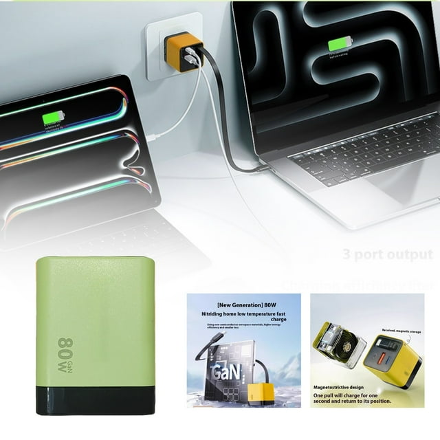 Cargador de pared de 80 W Módulo de carga rápida con puertos USB C y USB para smartphones y portátiles Enchufe UE
