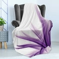 thumbnail image 4 of Flower Soft Flannel Fleece Throw Blanket, Ombre Color Change Style Leaves Water Colored Print Calming Details Image, Cozy Plush for Indoor and Outdoor Use, 50" x 70", Purple and White, by Ambesonne, 4 of 5