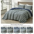 thumbnail image 5 of Chezmoi Collection Chad 3-Piece Printed Plaid Cotton Quilt Set Queen Size, Blue Green Light Beige Plaid, Stone Washed Cotton Breathable Lightweight Bedspread Set, 5 of 9