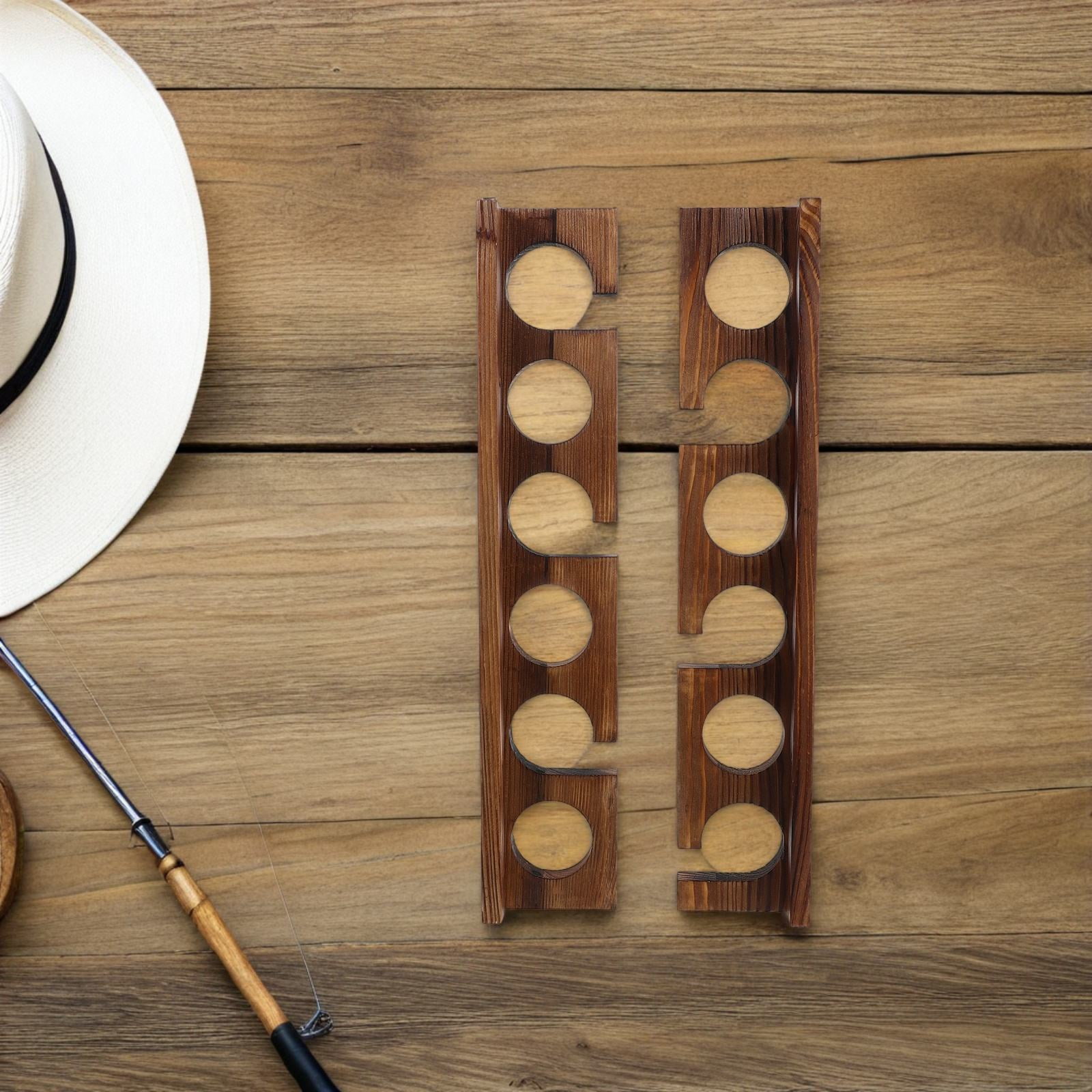 FUTUREORYY Chocolate Wooden Fishing Rod Wall Rack Durable Space Saving Home Decor 2Pcs