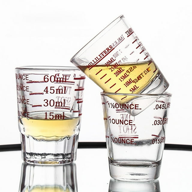 Glass & Bottle Thickened Coffee Measuring Cup with Graduated Scale – Double Measuring Cup for Precise Brew and Floats Three Red Sizes