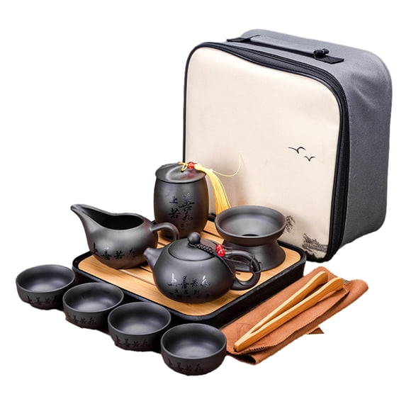 Toystoory Juego de tetera portátil de arcilla púrpura lisa y estable de cerámica para los amantes del té que viajan Teteras Shangshan Ruoshui