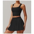 thumbnail image 2 of PISONIC Women 2 Piece Tennis Dress Square Neck Tank Top with High Waisted Pleated Workout Skorts Skirt Set Yoga Golf Outfits, 2 of 9