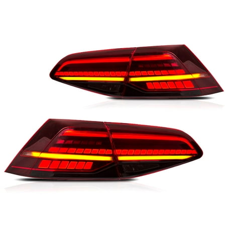 - 2015-2017 Volkswagen MK7 Golf GTI R Facelift Style LED Taillights - Dark Cherry