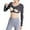 Grey, variant on EDFBUYKRS Blouses for Women Long Sleeve V Neck Smocked Tops Casual Boho Floral Print Chiffon Blouse Shirts M