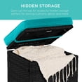 thumbnail image 4 of JJUN Set of 2 Wicker Ottomans, Multipurpose Outdoor Furniture for Patio, Backyard, Additional Seating, Footrest, Side Table w/Storage, Removable Cushions - Black/Teal, 4 of 16