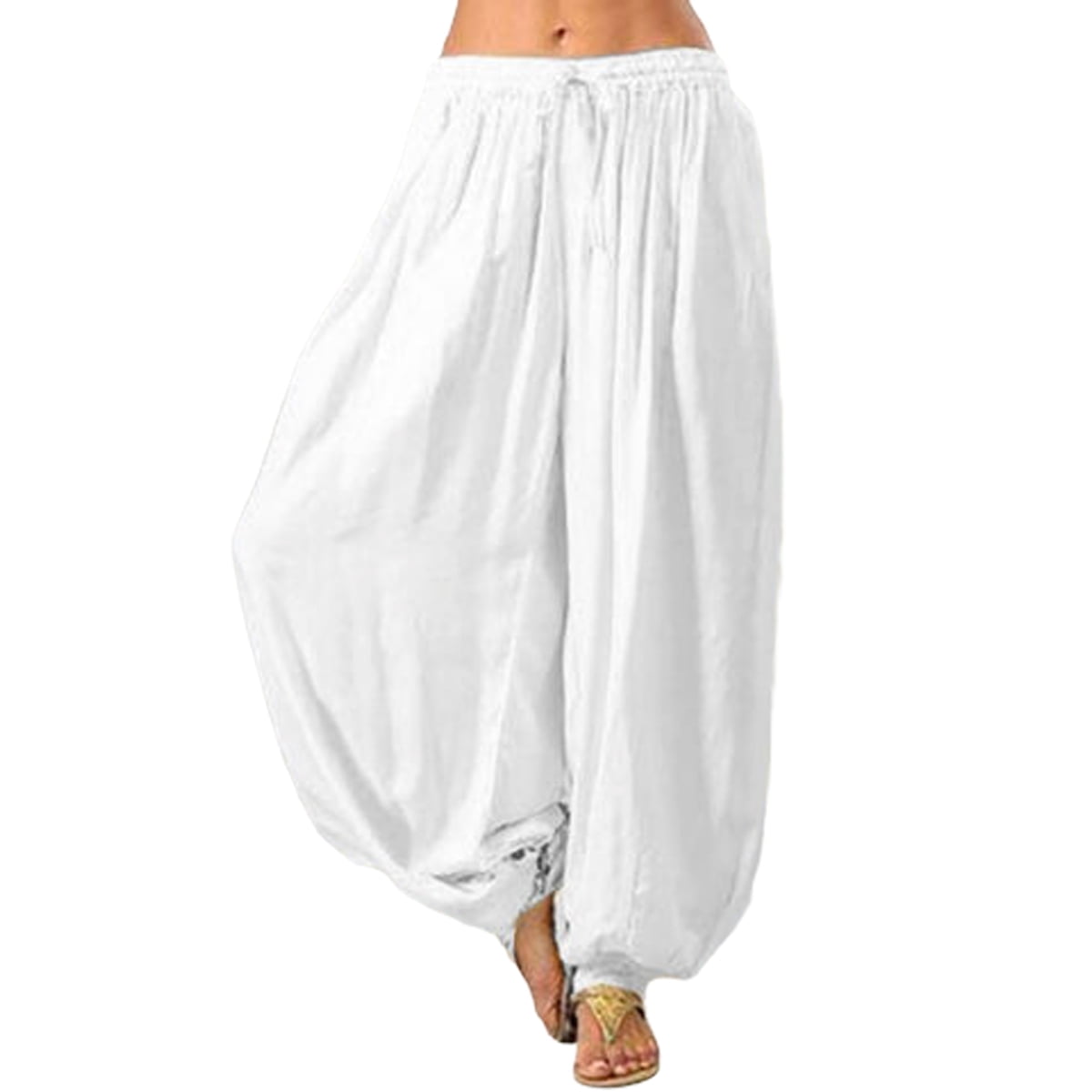 Canis Women Harem Pants Plus Size Pilates Loose Casual Baggy Cotton ...
