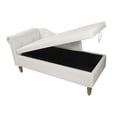 thumbnail image 4 of Beige Velvet Chaise Lounge Chair with Storage and Pillow - Classic Rolled Arm Design, 4 of 10