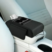Universal Car Armrest Organizer – With USB Charging Ports & Cup Holder, Helps Store Phones & Small Items, Functional Car Seat Armrest Pad, Keeps Car Interior Tidy & Convenient, 14*8.1*2.8in, Black