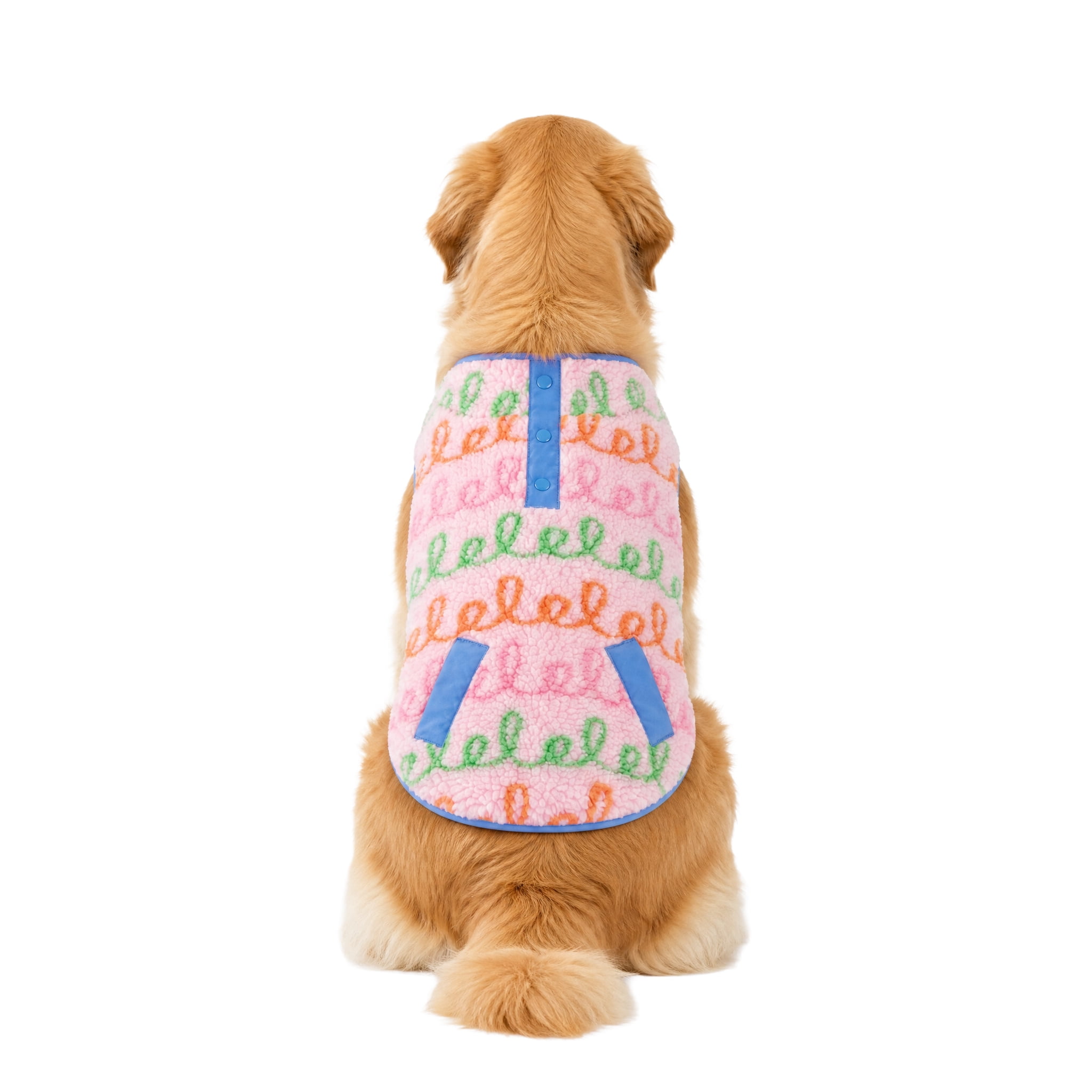 Oodles Curly Stripes Sherpa Fall Dog Jacket, Pink, XL