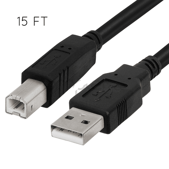 CableVantage 15 FT USB 2.0 A TO B HIGH SPEED PRINTER SCANNER CABLE FOR CANON EPSON LEXMARK BK