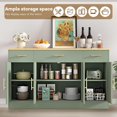 thumbnail image 4 of Buffet Cabinet with Storage, Farmhouse Coffee Bar Table with Drawers, 53” Large Modern Sideboard Buffet with Adjustable Shelves, Wood Buffet Table for Kitchen, Dining Room, Green, 4 of 14