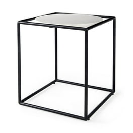 Suspended White Marble Black Metal Geo Side Table Suspended White Marble Black Metal Geo Side Table