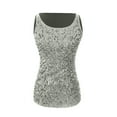 thumbnail image 6 of Tank Tops for Women Plus Size Sequin Slim Round Neck Tank Top Gray L, 6 of 6