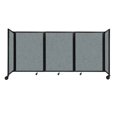 thumbnail image 1 of "Versare Room Divider 360 Portable Wall Partition | 3 Panels Wide | 8'6" x 4' Sea Green Fabric Panels", 1 of 7