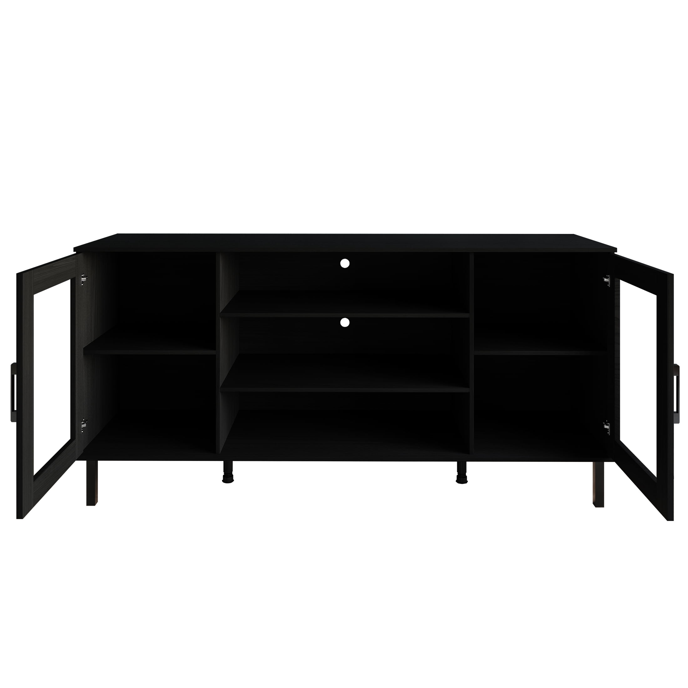Castle Place Modern Farmhouse TV Stand Console for TVs up to 65", Black