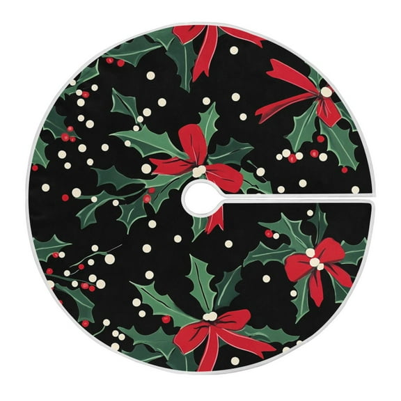 Ryvnso Christmas Tree Skirt Fir Berry with Bows Xmas Tree Skirts Ornament Home Decorations 35.4"