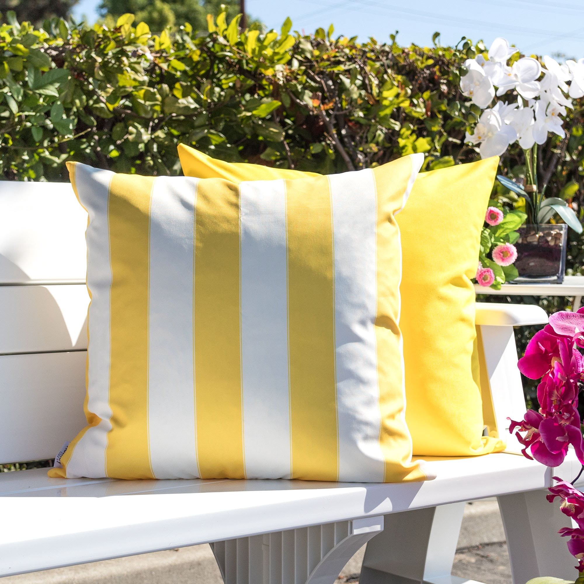 Bailey Yellow Square Outdoor Throw Pillow