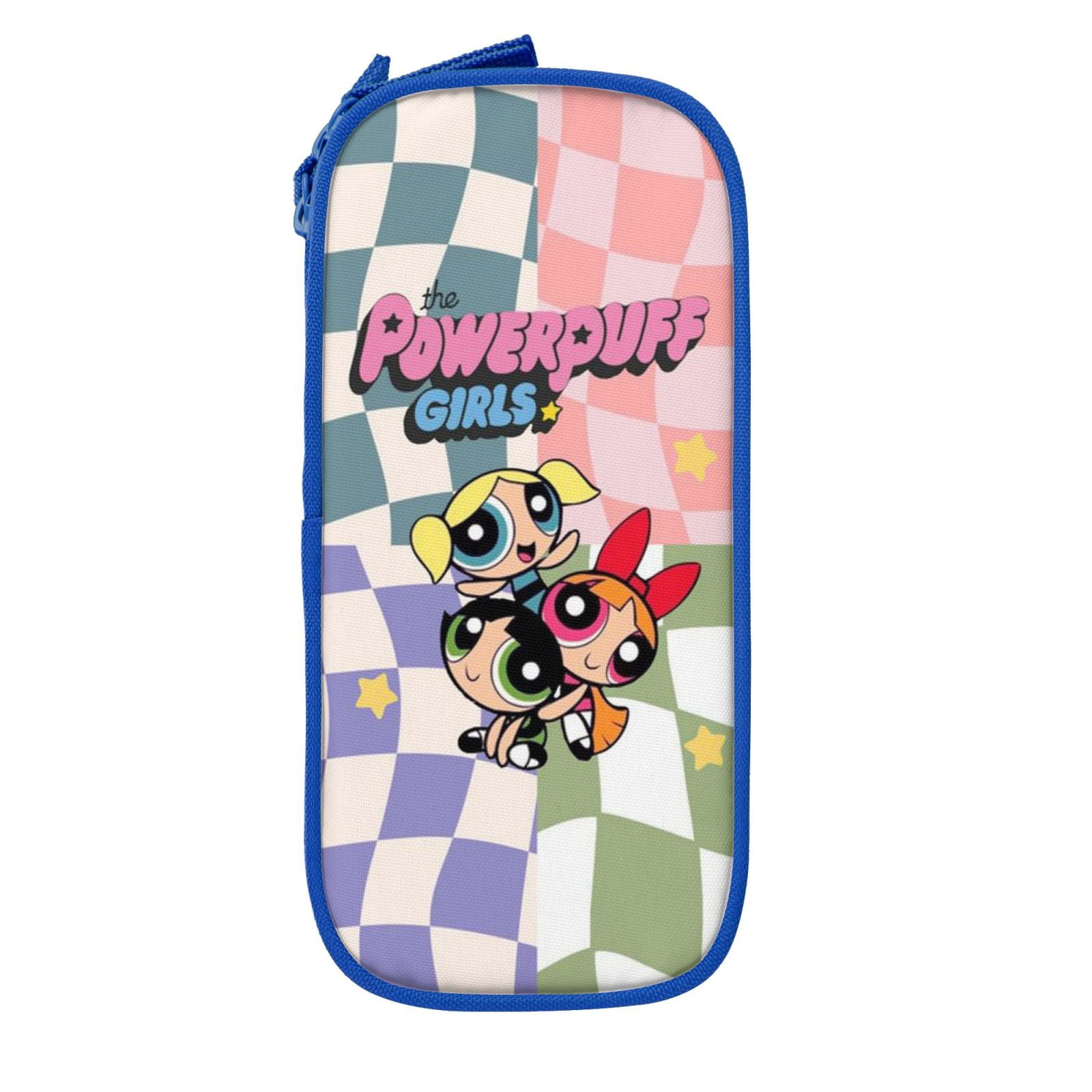 The Powerpuff Gi-rls Pencil Case Large Capacity Pencil Pouch Penbag Office Stationery Organizer Travel Makeup Bag Blue