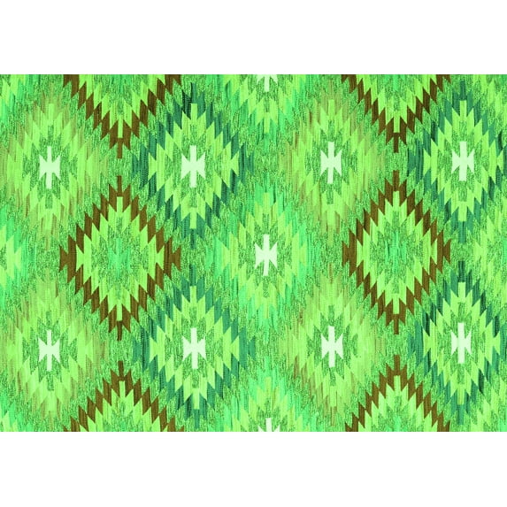 Ahgly Company Indoor Rectangle Southwestern Green Country Area Rugs, 5' x 7'