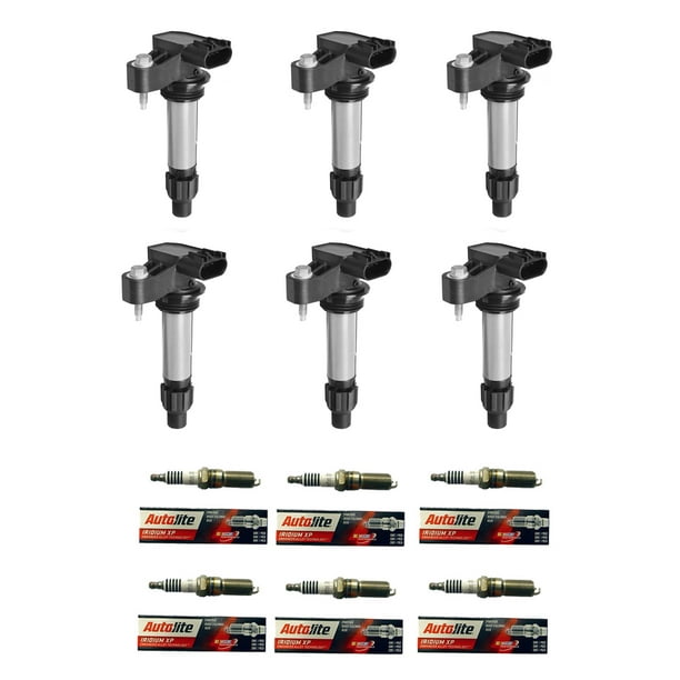 Set of 6 ISA Ignition Coils and 6 Autolite Spark Plugs compatible with