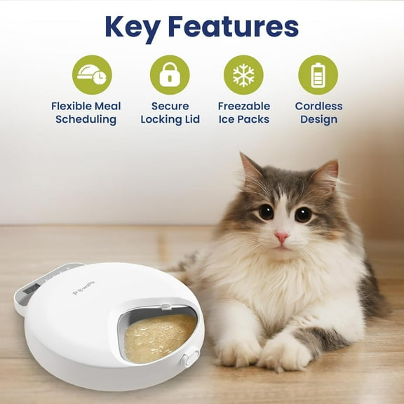 PawsPik Smart 4-Meal Automatic Pet Feeder - White, 4-Cup Capacity