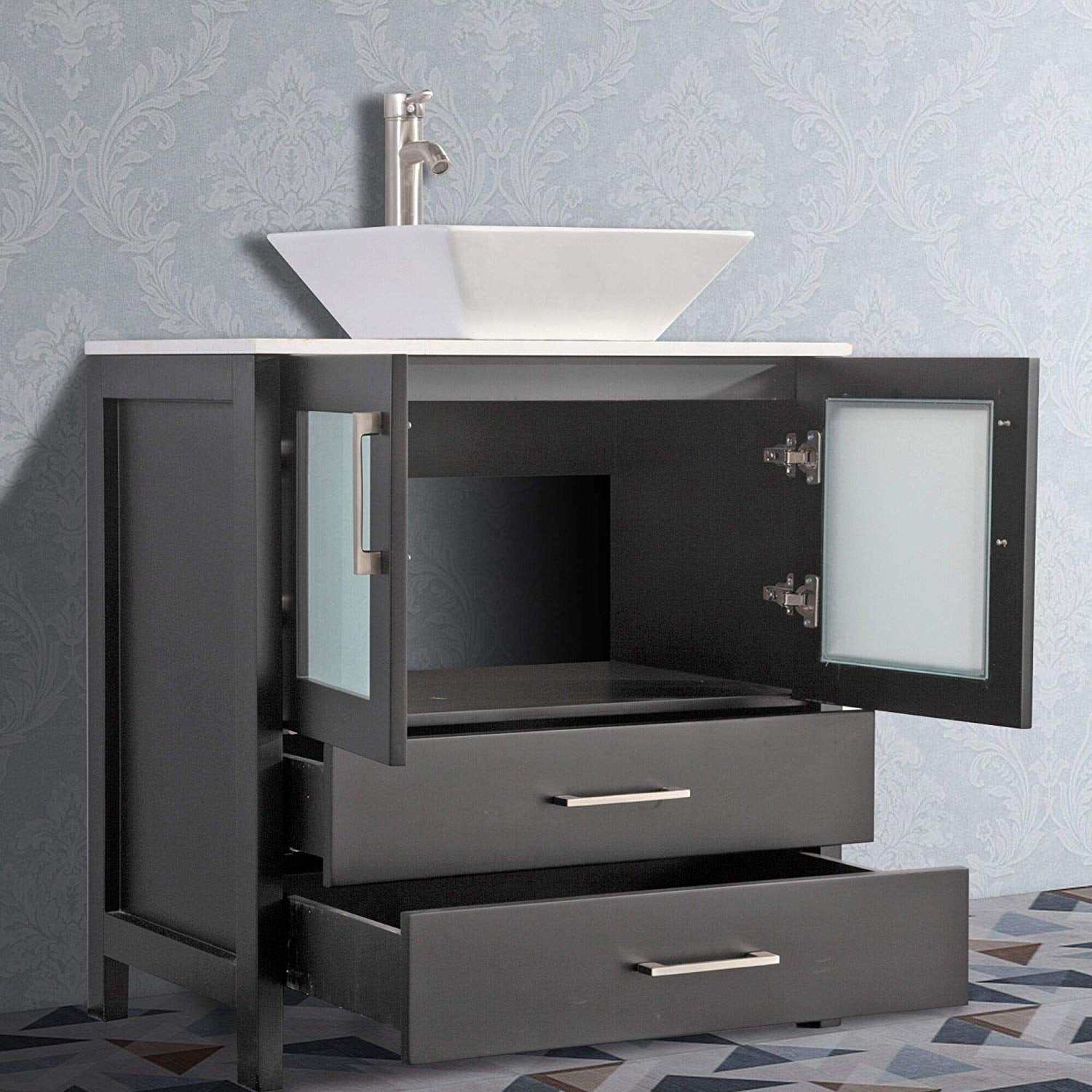 Vanity Art VA3130-96E 96 in. Double Sink Bathroom Vanity Set, Espresso