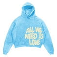 thumbnail image 4 of All WE NEED IS LOVE Men's Oversize Cropped Hoodie Casual Baggy Hop Gothic Pullover Long Sleeve Hoodie Colorful Sweatshirt With Pockets (Light Blue,2XL), 4 of 4
